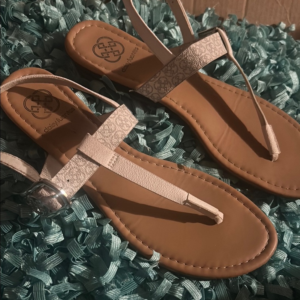 Desigual Tan T-Strap Sandals Cushioned Comfort